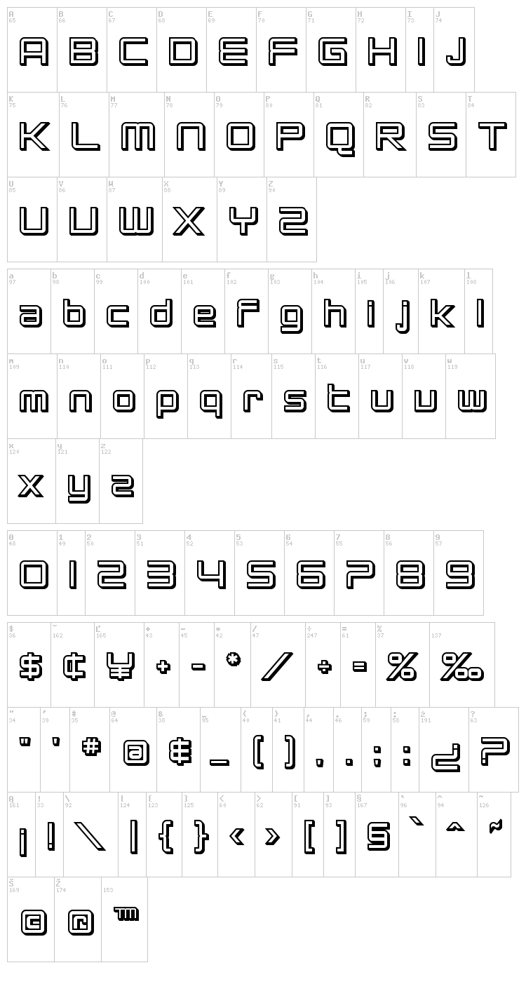 SF Chromium 24 font map